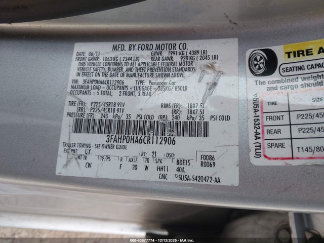 صورة 9 لـ 2012 FORD FUSION SE