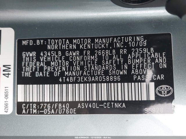 2010 Toyota CAMRY LE 照片 9