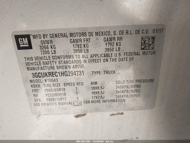 2017 CHEVROLET SILVERADO 1500 2LT 9