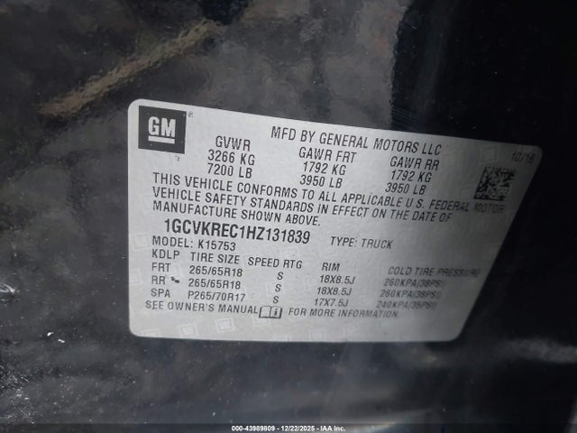 2017 CHEVROLET SILVERADO 1500 2LT 9