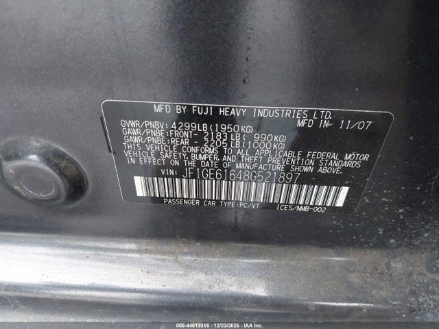 2008 Subaru IMPREZA 2.5I 照片 9