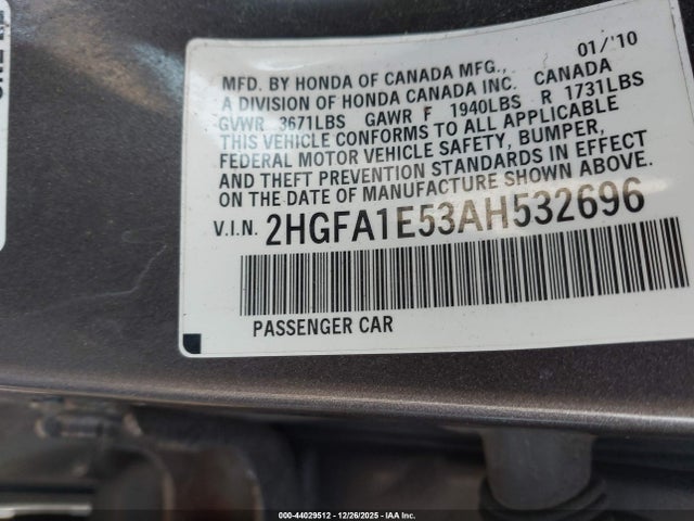 2010 Honda CIVIC LX — фото 9