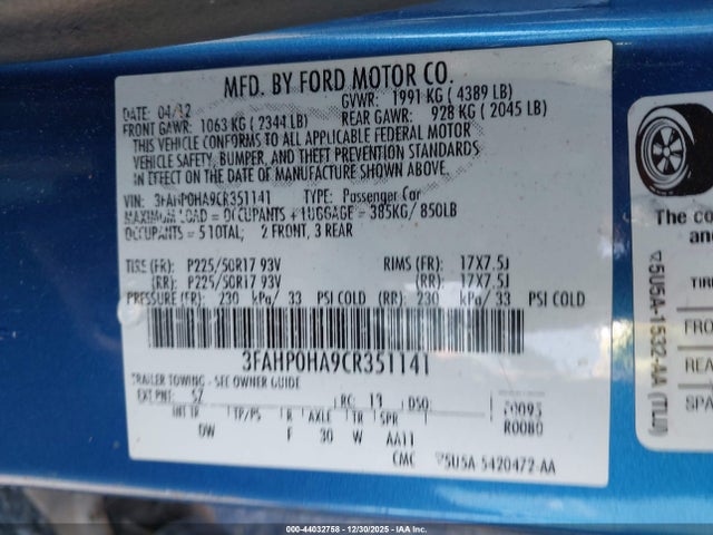 2012 FORD FUSION SE 照片 9