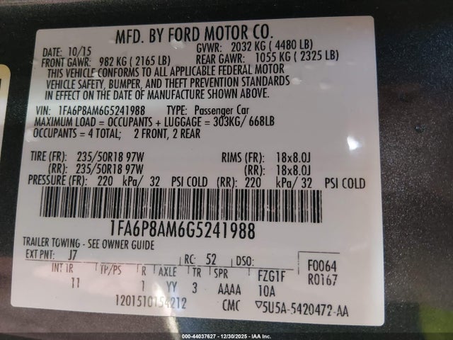 2016 FORD MUSTANG V6 照片 9