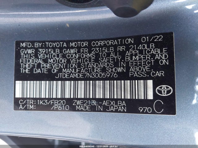 2022 Toyota COROLLA HYBRID LE 照片 9