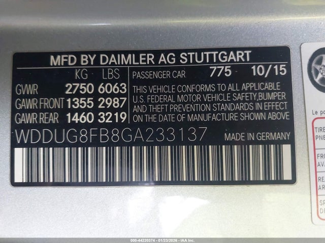 2016 Mercedes-Benz S-Class, VIN: WDDUG8FB8GA233137