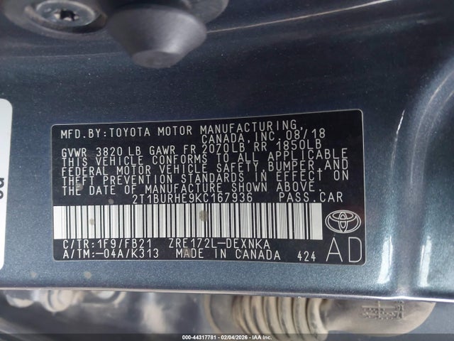 2019 TOYOTA COROLLA LE 9