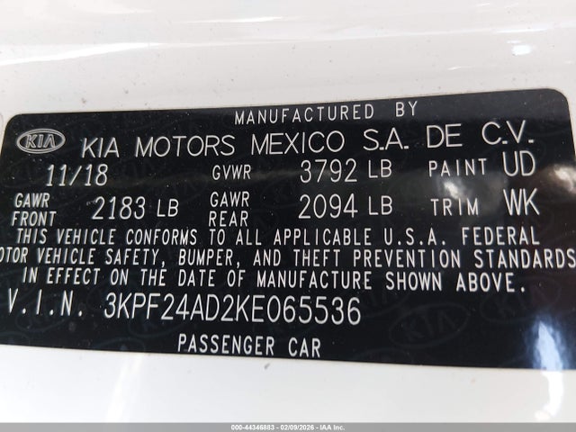 2019 KIA FORTE LXS 照片 9