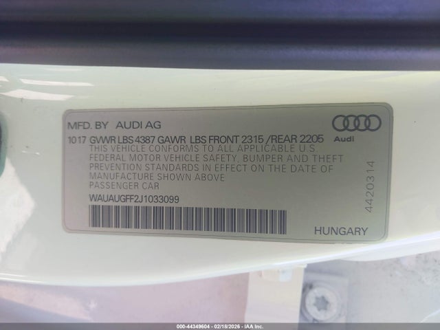 2018 AUDI A3 2.0T PREMIUM/2.0T TECH PREMIUM photo 9