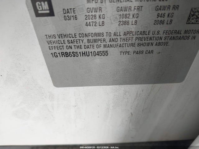 2017 Chevrolet Volt, VIN: 1G1RB6S51HU104555