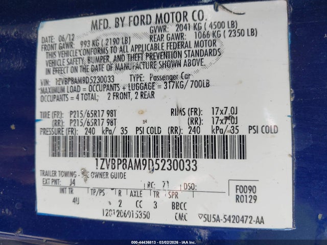 2013 FORD MUSTANG V6 PREMIUM — фото 9