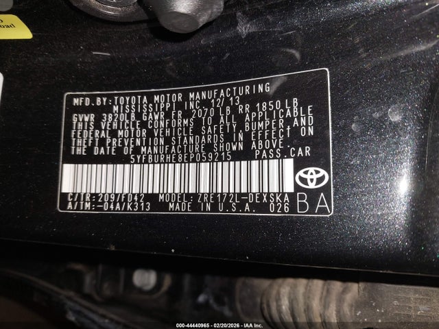 2014 Toyota COROLLA S PLUS photo 9
