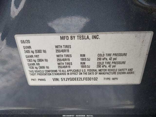 2020 TESLA MODEL Y LONG RANGE DUAL MOTOR ALL-WHEEL DRIVE 9