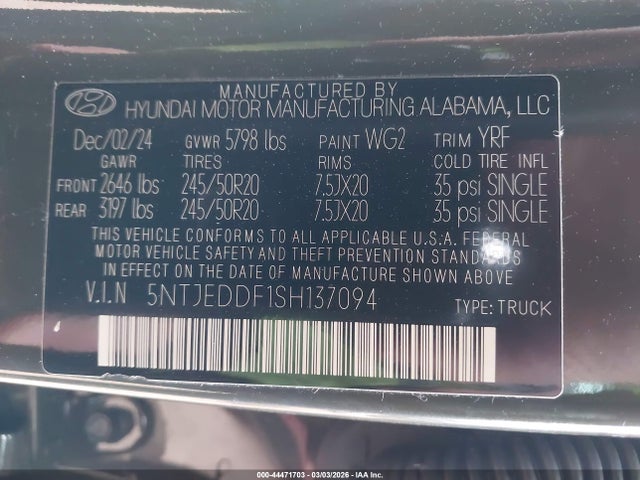 HYUNDAI SANTA CRUZ LIMITED - 9