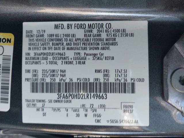 صورة 9 لـ 2020 FORD FUSION SE