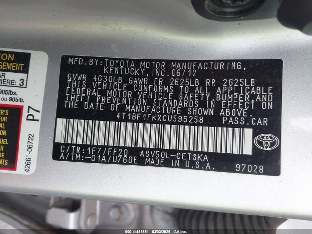 صورة 9 لـ 2012 Toyota CAMRY SE