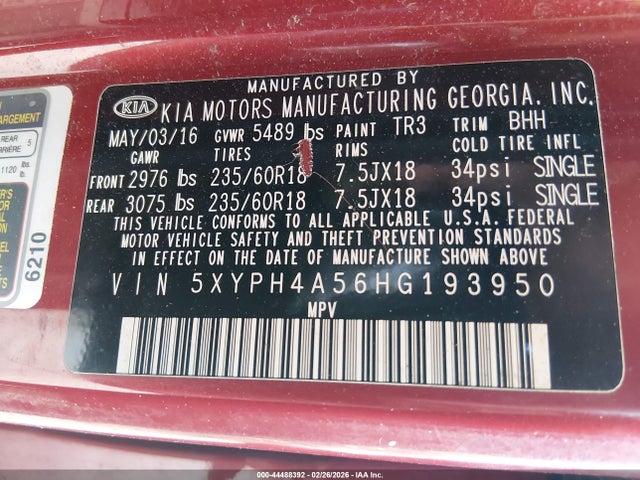 2017 KIA SORENTO 3.3L EX 9