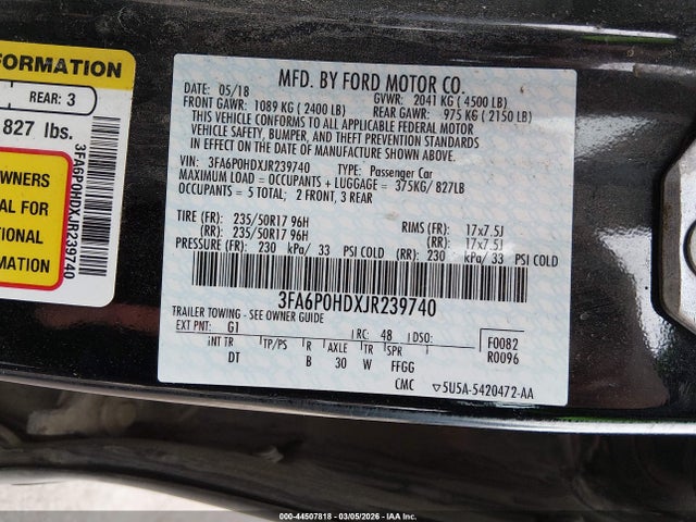 2018 FORD FUSION SE 照片 9