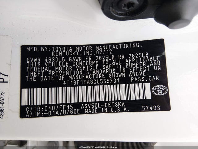 صورة 9 لـ 2012 Toyota CAMRY SE