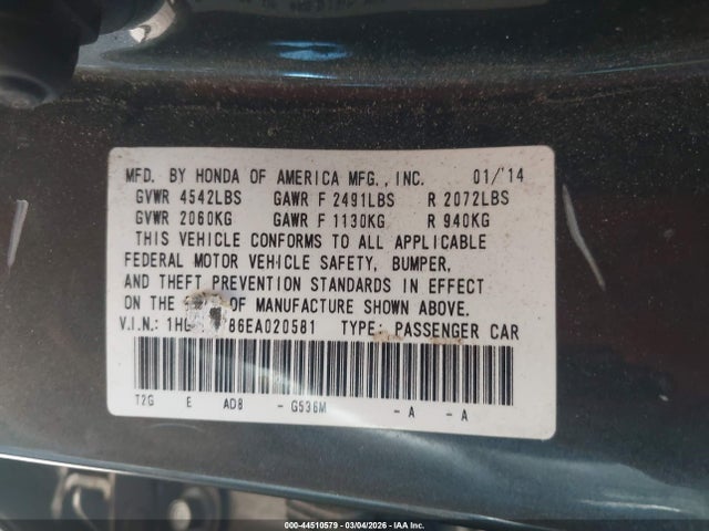 2014 Honda ACCORD EX-L V-6 photo 9