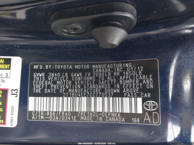 صورة 9 لـ 2012 Toyota COROLLA LE