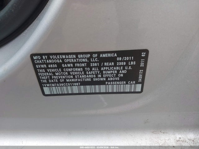 2012 Volkswagen PASSAT 3.6L V6 SEL PREMIUM — фото 9