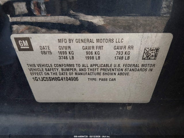 CHEVROLET SONIC LT AUTO - 9