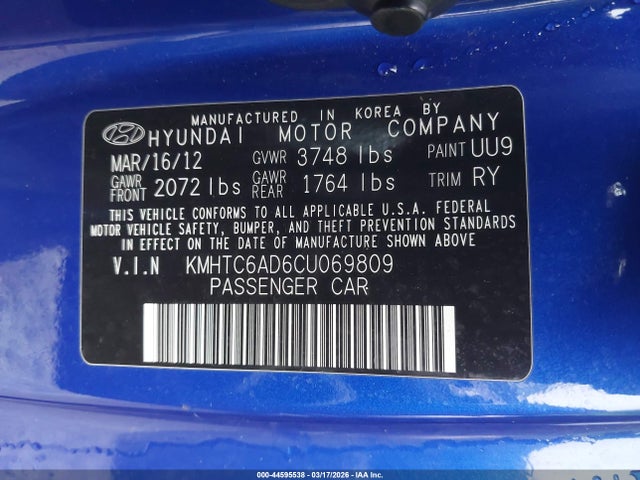 HYUNDAI VELOSTER BASE W/BLACK - 9