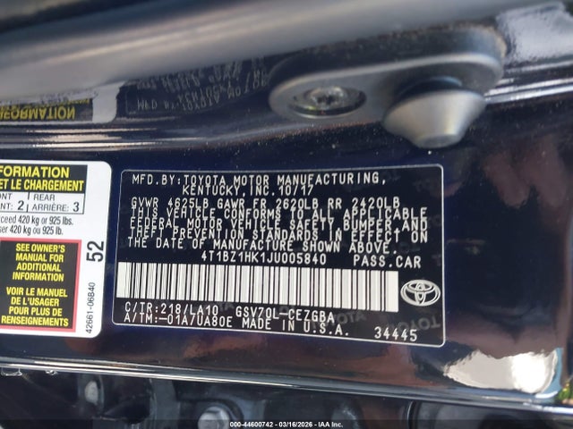 2018 Toyota CAMRY XLE V6 photo 9