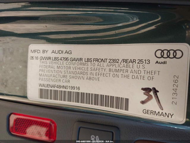 2017 AUDI A4 2.0T PREMIUM — фото 9