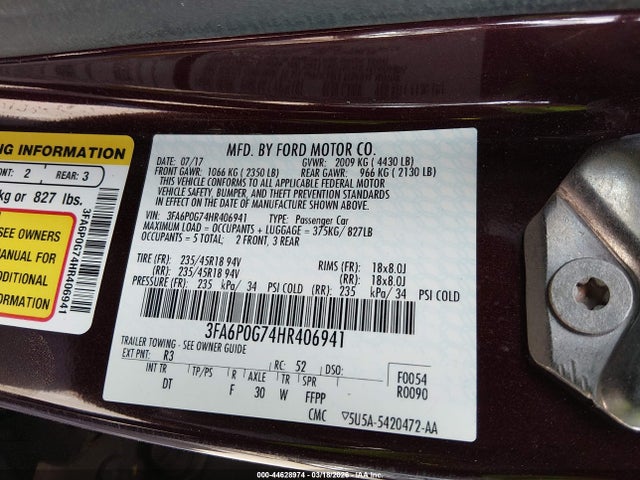 2017 FORD FUSION S 照片 9