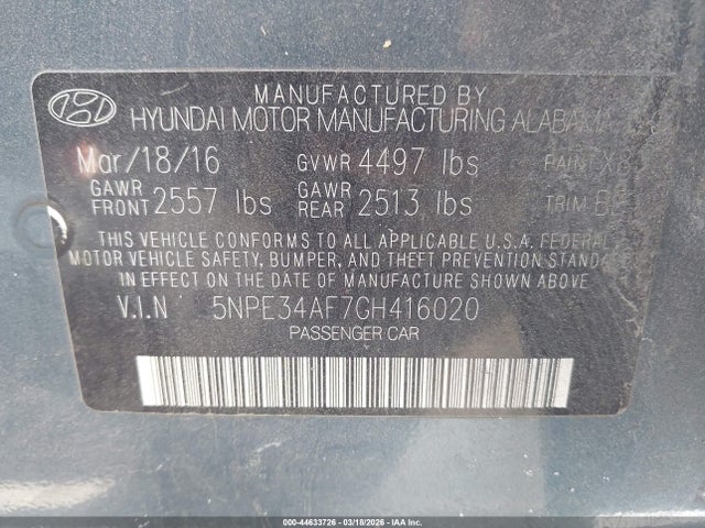 HYUNDAI SONATA LIMITED - 9