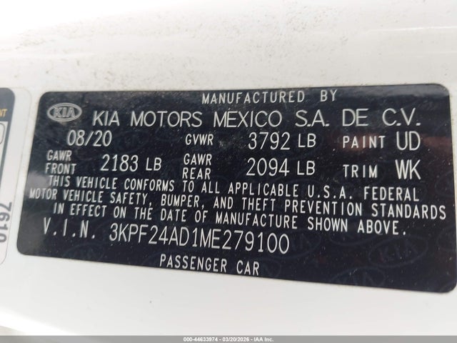 2021 KIA FORTE LXS 照片 9