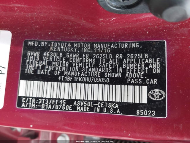 2017 Toyota CAMRY SE — фото 9