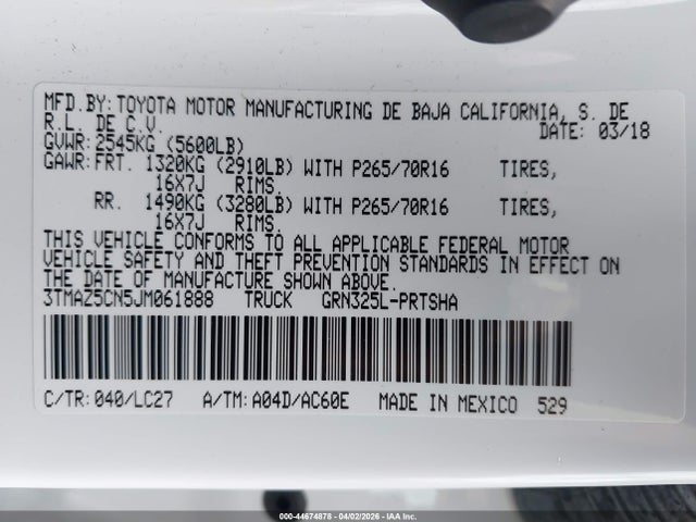 2018 TOYOTA TACOMA SR5 V6 9