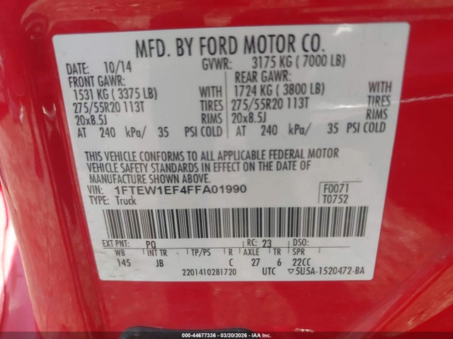 صورة 9 لـ 2015 FORD F-150 XLT