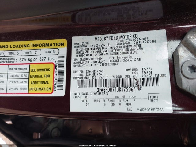 2018 FORD FUSION SE 9