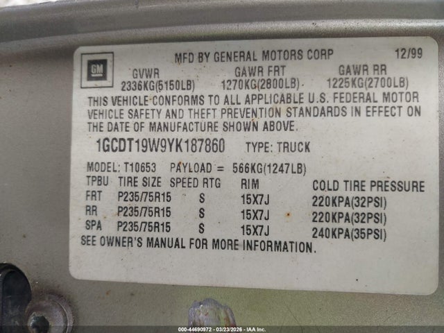 CHEVROLET S-10 LS - 9