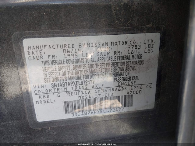 2014 Nissan SENTRA FE+ S/FE+ SV/S/SL/SR/SV — фото 9