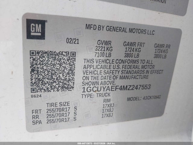 CHEVROLET SILVERADO 1500 4WD SHORT BED WT - 9