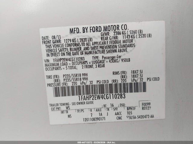 2012 FORD TAURUS SEL 照片 9
