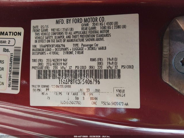 صورة 9 لـ 2015 FORD MUSTANG ECOBOOST