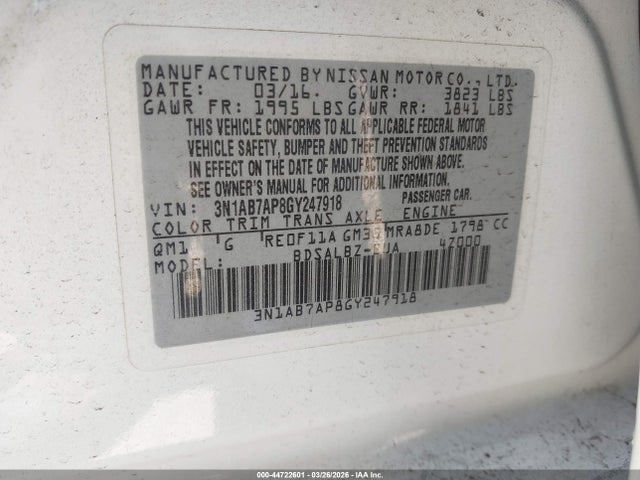 2016 Nissan SENTRA FE+ S/S/SL/SR/SV 照片 9