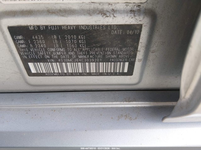 صورة 9 لـ 2012 Subaru LEGACY 2.5I LIMITED