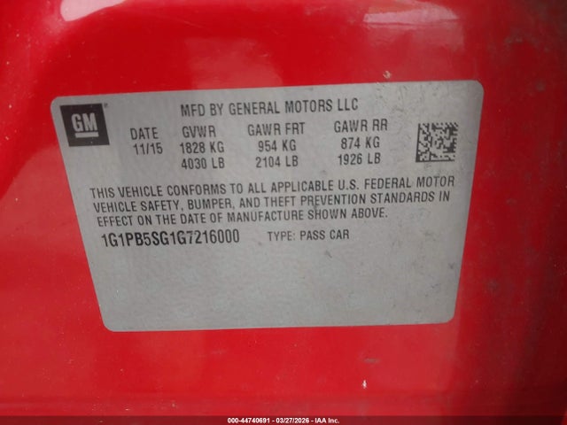 CHEVROLET CRUZE LIMITED LS MANUAL - 9