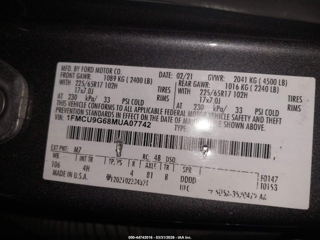 2021 FORD ESCAPE SE 9