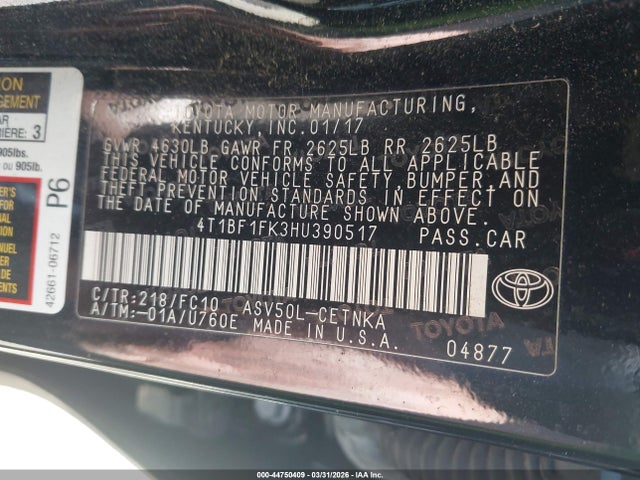 2017 Toyota CAMRY LE photo 9