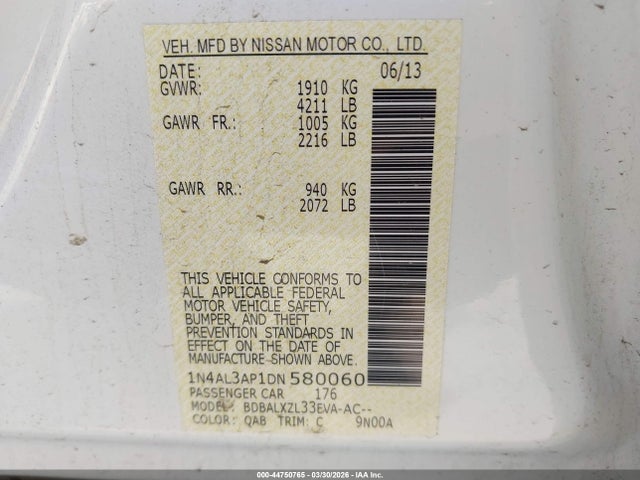 2013 Nissan ALTIMA 2.5 SL 照片 9