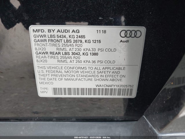 2019 AUDI Q5 45 PREMIUM 9