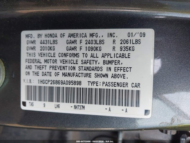 2009 Honda ACCORD 2.4 EX-L photo 9